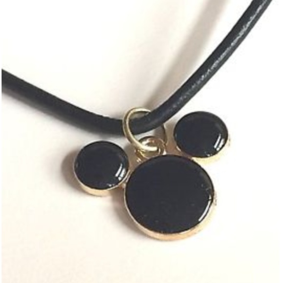 Gold Mickey Mouse Necklace Leather Ears 19" Disney - Picture 2 of 8
